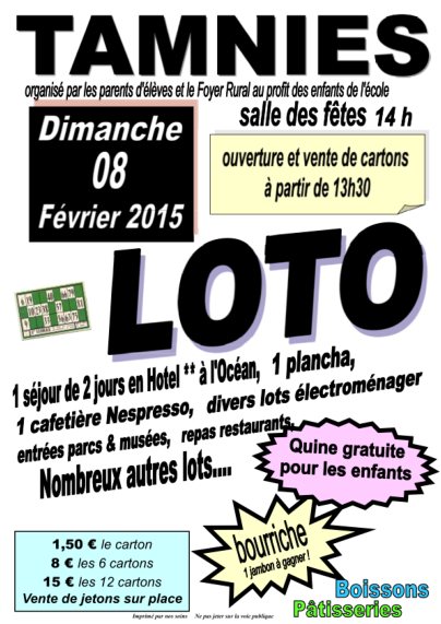 Loto de l'cole le 8 fvrier  Tamnies